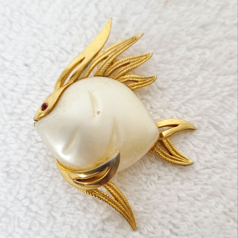 Fish brooch vintage goldtone - Picture 6 of 14